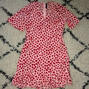 Wrap heart print dress
